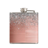 Rose aus gebürstetem Metall Gold Silber Glitzer Mo Flachmann (Rückseite)