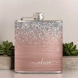 Rose aus gebürstetem Metall Gold Silber Glitzer Mo Flachmann<br><div class="desc">Rose Gold - Rosa- und Silberne Imitate Foil metallic sparkle Glitzer gebürstete Metal Monogram Name und Initial Party Flask. Das macht den perfekten 16 Geburtstag,  Hochzeit,  Brautparty,  Jubiläum,  Babydusche oder Junggeselinnen-Abschied Geschenk für jemanden,  der Lieben glamourösen Luxus und schicke Stile.</div>
