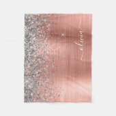Rose aus gebürstetem Metall Gold Silber Glitzer Mo Fleecedecke (Vorderseite)