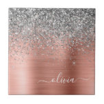 Rose aus gebürstetem Metall Gold Silber Glitzer Mo Fliese<br><div class="desc">Rose Gold - Rosa- und Silberne Imitate Foil metallic sparkle Glitzer gebürstete Metal Monogram Name und Initial Keramik Tiles. Das macht den perfekten 16 Geburtstag,  Hochzeit,  Brautparty,  Jubiläum,  Babydusche oder Junggeselinnen-Abschied Geschenk für jemanden,  der Lieben glamourösen Luxus und schicke Stile.</div>