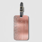 Rose aus gebürstetem Metall Gold Silber Glitzer Mo Gepäckanhänger (Vorderseite Vertikal)