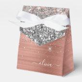 Rose aus gebürstetem Metall Gold Silber Glitzer Mo Geschenkschachtel (Vorderseite)