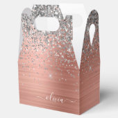 Rose aus gebürstetem Metall Gold Silber Glitzer Mo Geschenkschachtel (Geöffnet)