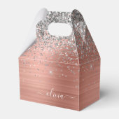 Rose aus gebürstetem Metall Gold Silber Glitzer Mo Geschenkschachtel (Vorderseite)