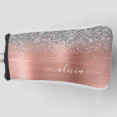 Rose aus gebürstetem Metall Gold Silber Glitzer Mo Golf Headcover (Vorderseite)