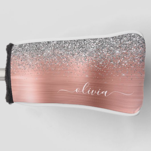 Rose aus gebürstetem Metall Gold Silber Glitzer Mo Golf Headcover (Vorderseite)