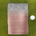 Rose aus gebürstetem Metall Gold Silber Glitzer Mo Golfhandtuch<br><div class="desc">Rose Gold - Rosa und Silber Imitate Foil Metallic Sparkle Glitzer gebürstetes Metall Monogram Name Golf Handtuch. Das macht den perfekten 16 Geburtstag,  Hochzeit,  Brautparty,  Jubiläum,  Babydusche oder Junggeselinnen-Abschied Geschenk für jemanden,  der Lieben glamourösen Luxus und schicke Stile.</div>