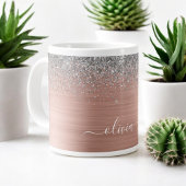 Rose aus gebürstetem Metall Gold Silber Glitzer Mo Jumbo-Tasse