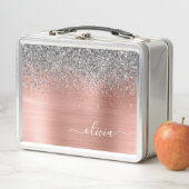 Rose aus gebürstetem Metall Gold Silber Glitzer Mo Metall Brotdose (Beispiel)