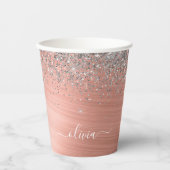 Rose aus gebürstetem Metall Gold Silber Glitzer Mo Pappbecher (Vorderseite)