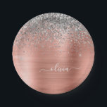 Rose aus gebürstetem Metall Gold Silber Glitzer Mo Pappteller<br><div class="desc">Rose Gold - Rosa- und Silberne Imitate Foil metallic sparkle Glitzer gebürstete Metal Monogram Name und Initial Party Teller. Das macht den perfekten 16 Geburtstag,  Hochzeit,  Brautparty,  Jubiläum,  Babydusche oder Junggeselinnen-Abschied Geschenk für jemanden,  der Lieben glamourösen Luxus und schicke Stile.</div>