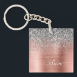 Rose aus gebürstetem Metall Gold Silber Glitzer Mo Schlüsselanhänger<br><div class="desc">Rose Gold - Rosa- und Silberne Imitate Foil metallic Sparkle Glitzer gebürstete Metal Monogram Name Schlüsselanhänger. Das macht den perfekten 16 Geburtstag,  Hochzeit,  Brautparty,  Jubiläum,  Babydusche oder Junggeselinnen-Abschied Geschenk für jemanden,  der Lieben glamourösen Luxus und schicke Stile.</div>