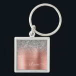 Rose aus gebürstetem Metall Gold Silber Glitzer Mo Schlüsselanhänger<br><div class="desc">Rose Gold - Rosa- und Silberne Imitate Foil metallic sparkle Glitzer gebürstete Metal Monogram Name Keychains (Key Chain). Das macht den perfekten 16 Geburtstag,  Hochzeit,  Brautparty,  Jubiläum,  Babydusche oder Junggeselinnen-Abschied Geschenk für jemanden,  der Lieben glamourösen Luxus und schicke Stile.</div>