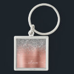 Rose aus gebürstetem Metall Gold Silber Glitzer Mo Schlüsselanhänger<br><div class="desc">Rose Gold - Rosa- und Silberne Imitate Foil metallic sparkle Glitzer gebürstete Metal Monogram Name Keychains (Key Chain). Das macht den perfekten 16 Geburtstag,  Hochzeit,  Brautparty,  Jubiläum,  Babydusche oder Junggeselinnen-Abschied Geschenk für jemanden,  der Lieben glamourösen Luxus und schicke Stile.</div>