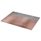 Rose aus gebürstetem Metall Gold Silber Glitzer Mo Schneidebrett (Ecke)