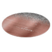 Rose aus gebürstetem Metall Gold Silber Glitzer Mo Schneidebrett (Ecke)