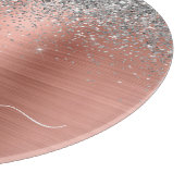 Rose aus gebürstetem Metall Gold Silber Glitzer Mo Schneidebrett (Ecke)
