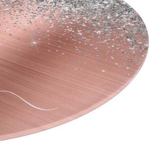 Rose aus gebürstetem Metall Gold Silber Glitzer Mo Schneidebrett (Ecke)