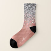 Rose aus gebürstetem Metall Gold Silber Glitzer Mo Socken (Links - Außen)