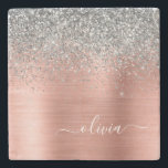 Rose aus gebürstetem Metall Gold Silber Glitzer Mo Steinuntersetzer<br><div class="desc">Rose Gold - Rosa- und Silberne Imitate Foil metallic Sparkle Glitzer gebürstete Metal Monogram Name Stone Tile. Das macht den perfekten Abschluss,  süßen 16 Geburtstag,  Hochzeit,  Brautparty,  Jubiläum,  Babydusche oder Junggeselinnen-Abschied Geschenk für jemanden,  die Lieben glamourösen Luxus und schicke Stile.</div>