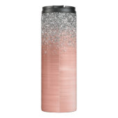 Rose aus gebürstetem Metall Gold Silber Glitzer Mo Thermosbecher (Rückseite)