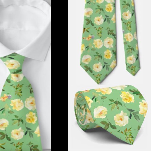 Rose aus Gelb und Weißcreme Neck Tie Necktie Krawatte