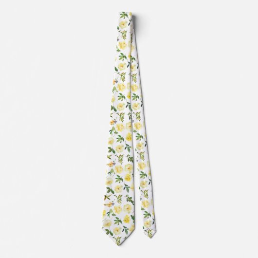 Rose aus Gelb und Weißcreme Neck Tie Necktie Krawatte (Vorderseite)