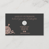 Rose aus gestricktem Häkelgarn, handgefertigt Visitenkarte (Rückseite)