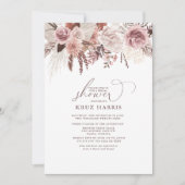 Rose aus getrocknetem Flor Palm & Pampas Boho Brau Einladung (Vorderseite)