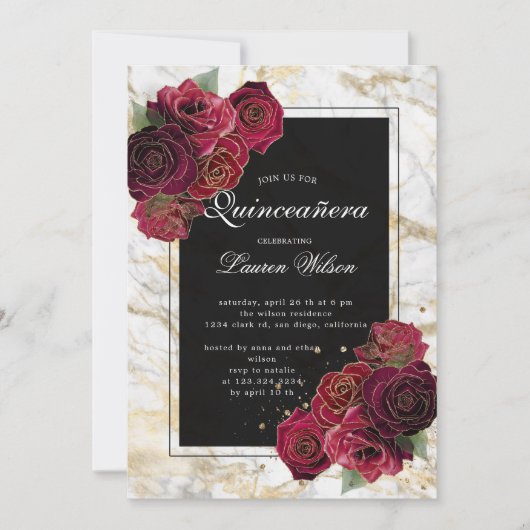 Rose aus Goldmarmor Einladung (Vorderseite)