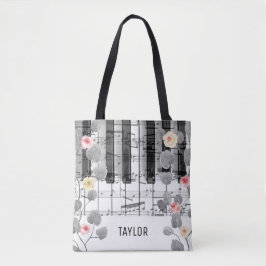 Rose aus grauem Blattwerk, Klavier Tasche