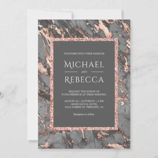 Rose aus Graumarmor Einladung (Vorderseite)