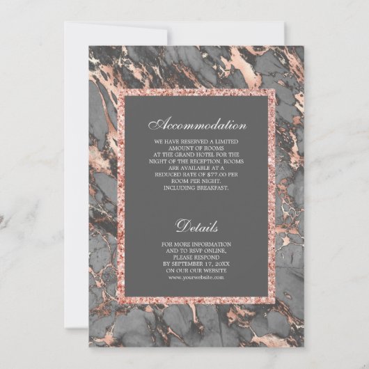 Rose aus Graumarmor Einladung (Rückseite)