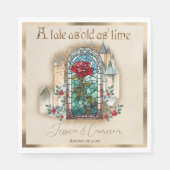 Rose aus Hartglas Beauty und Burg Bestie Serviette (Vorderseite)