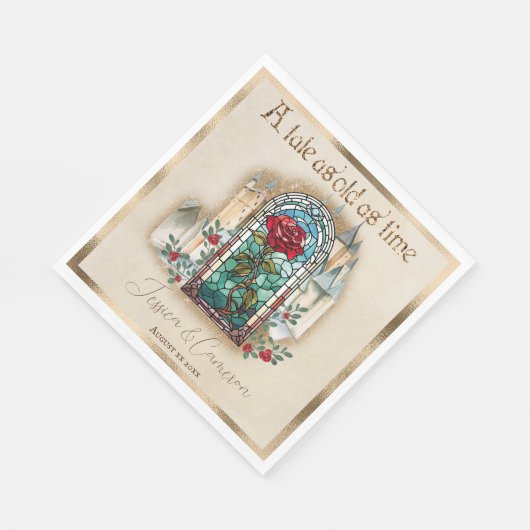 Rose aus Hartglas Beauty und Burg Bestie Serviette (Ecke)