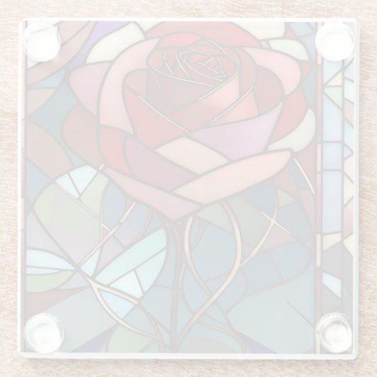 Rose aus Hartglas Glasuntersetzer (Rückseite)