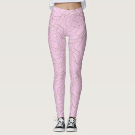 Rose aus Hartglas: Gold Rose auf Rosa Leggings