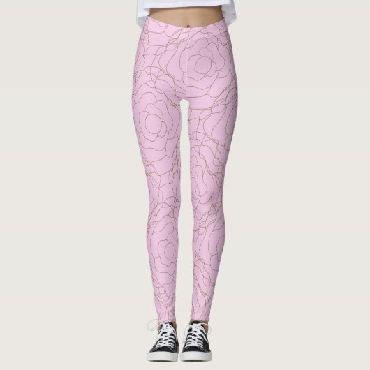 Rose aus Hartglas: Gold Rose auf Rosa Leggings (Vorderseite)