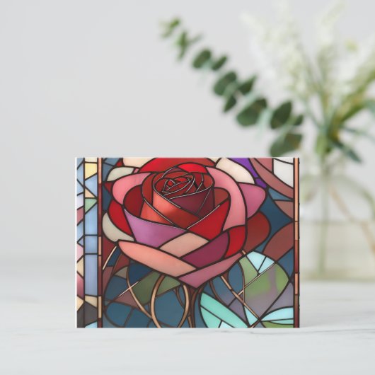 Rose aus Hartglas Postkarte (Stehend Vorderseite)