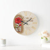 Rose aus Hartglas Schönheit und Bestie Große Wanduhr (Zuhause)