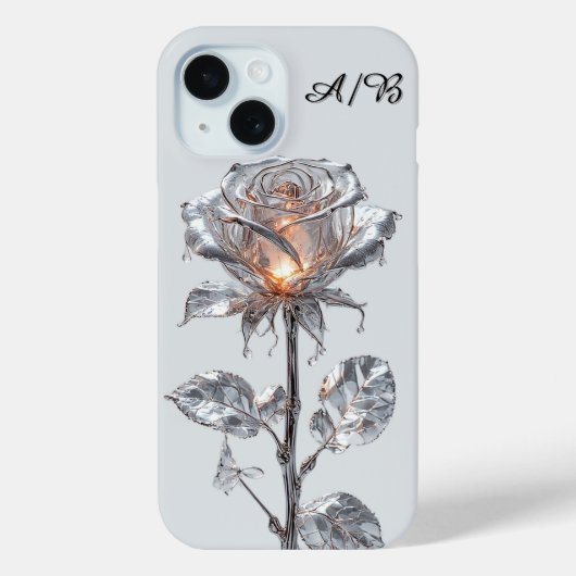 Rose aus hellem Metallischem Silber Case-Mate iPhone Hülle (Rückseite)