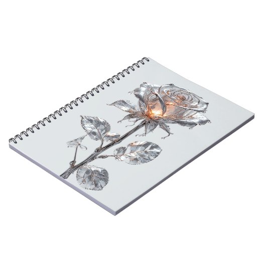 Rose aus hellem Metallischem Silber Notizblock (Linke Seite)
