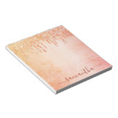 Rose aus Korallen Rosa Glitzer Marmor Monogramm Notizblock (angewinkelt)