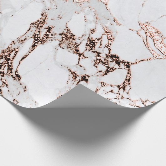 Rose aus Kupfer Weißmetall Grau Carrara Marmorstei Geschenkpapier (Ecke)