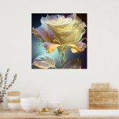 Rose aus lichtdurchlässigem Glas - Gelb Poster (Küche)
