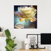 Rose aus lichtdurchlässigem Glas - Gelb Poster (Heimbüro)