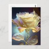 Rose aus lichtdurchlässigem Glas - Gelb Postkarte (Vorne/Hinten)