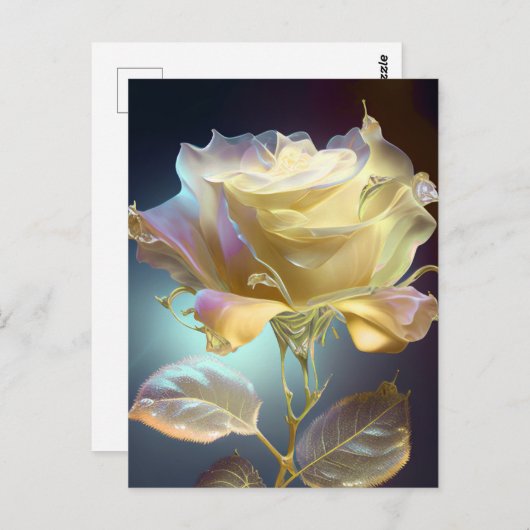 Rose aus lichtdurchlässigem Glas - Gelb Postkarte (Vorne/Hinten)
