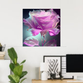 Rose aus lichtdurchlässigem Glas - Rosa Poster (Heimbüro)