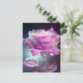 Rose aus lichtdurchlässigem Glas - Rosa Postkarte (Stehend Vorderseite)